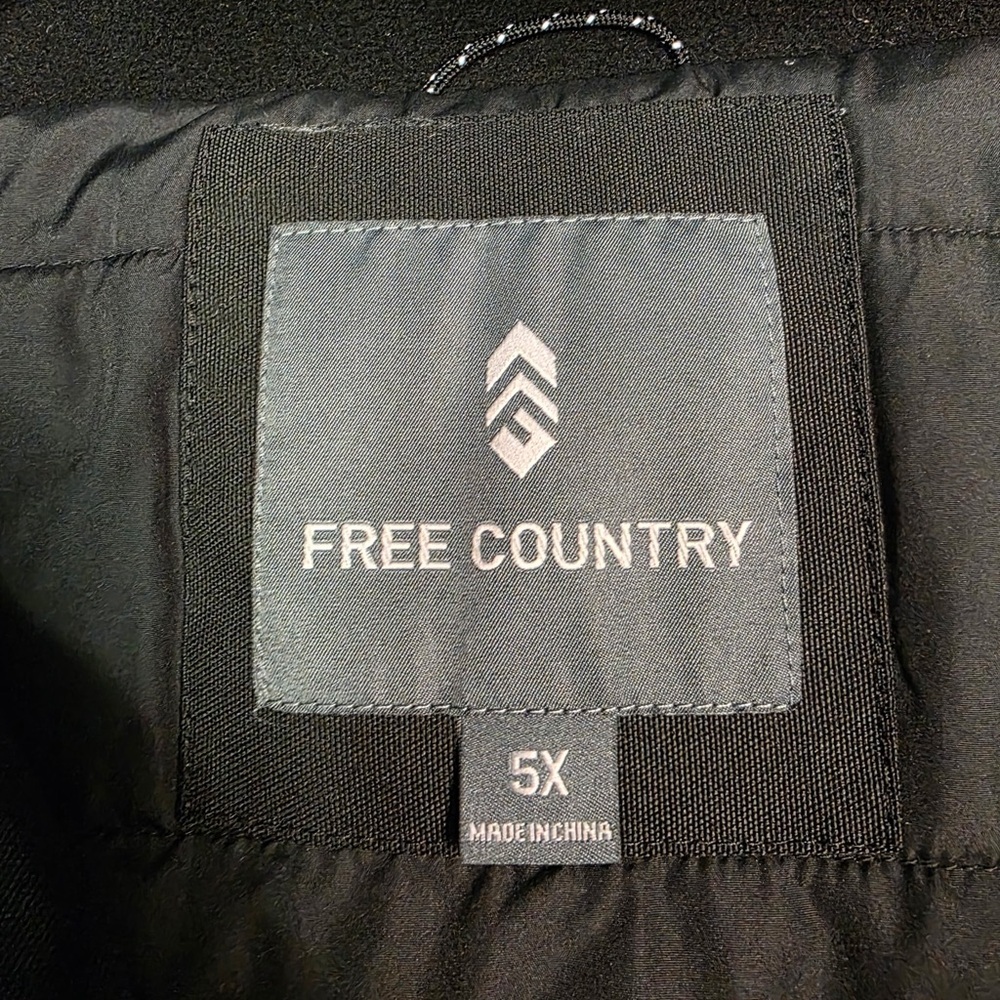 Free Country Men's Jet Black Puffer Jacket 5X Water Wind Resistant Warm - Picture 10 of 13